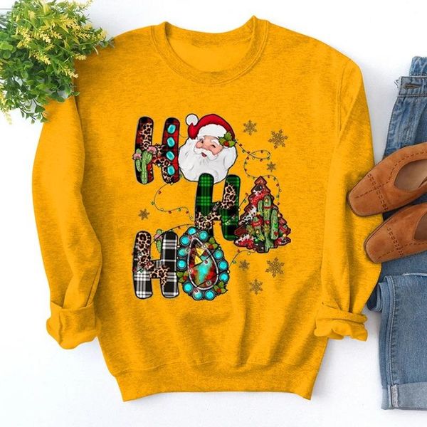 

women's hoodies & sweatshirts women hoodie ho santa claus printed fleece long sleeve o neck loose sweatshirt girls pullovers autumn win, Black