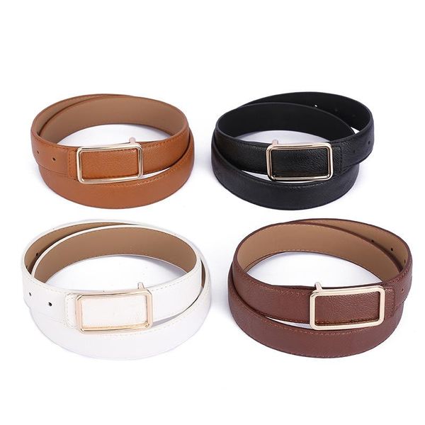 

belts women's classic all-match leather square buckle single loop belt fashion jeans evening dress, Black;brown