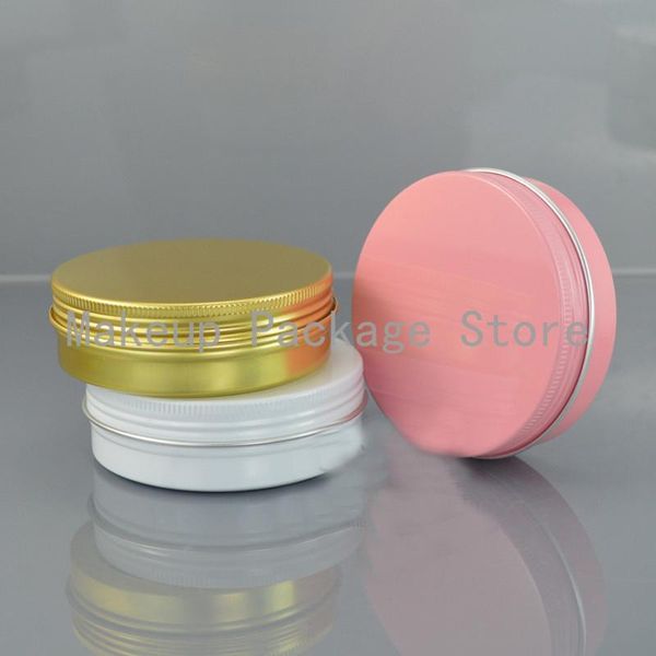 

storage bottles & jars 100g ml refillable box pink/white/gold empty round aluminum metal tin bottle 83*28 cosmetic cream diy jar pot