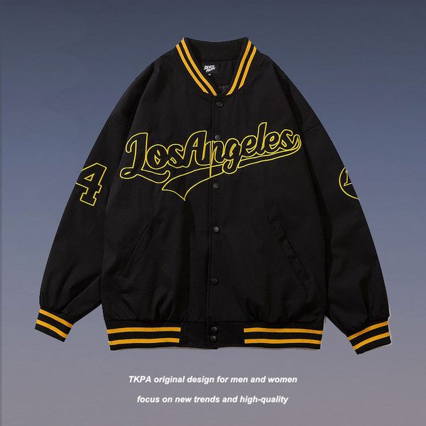 

tkpa american old school letter embroidery pilot jacket couple baseball suit high street men's coat, Black;brown