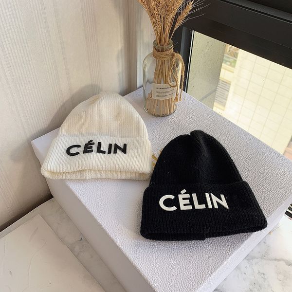 

knitted hat letter paste cloth embroidered warm wool cold men and women simple versatile american fashion wardrobe accessories, Blue;gray