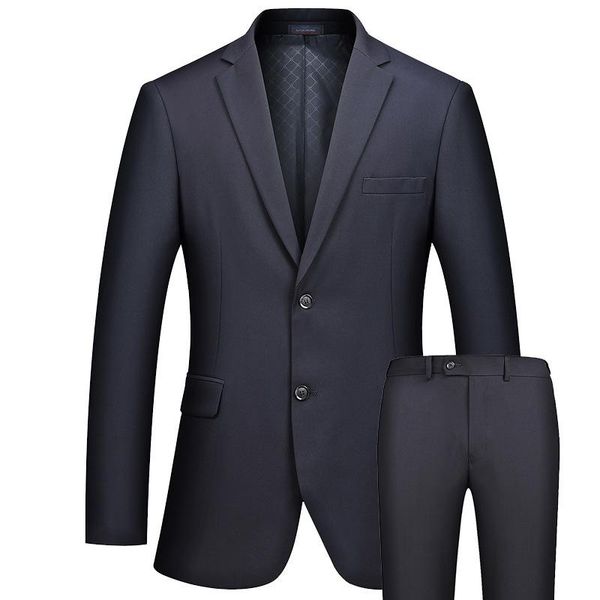 

men's suits & blazers mens business slim fit two buttons quality fashion casual set bridegroom wedding dress dark blue fs-096, White;black