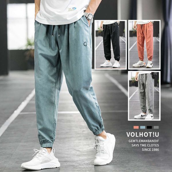 

611 men's loose trend summer thin leggings harem capris casual pants, Black
