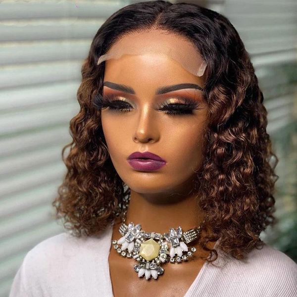 

synthetic wigs ombre brown short bob lace front wig for women with baby hair preplucked cosplay daily use fiber, Black