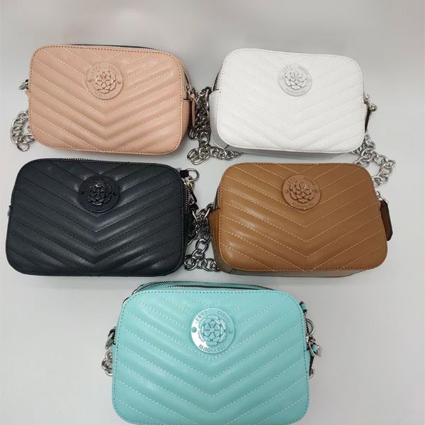 

gs new solid rose double zipper rhombic square camera single shoulder messenger bag