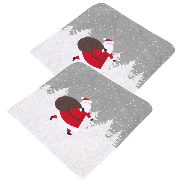 

chair covers 2pcs household cover christmas santa claus pattern back (red)