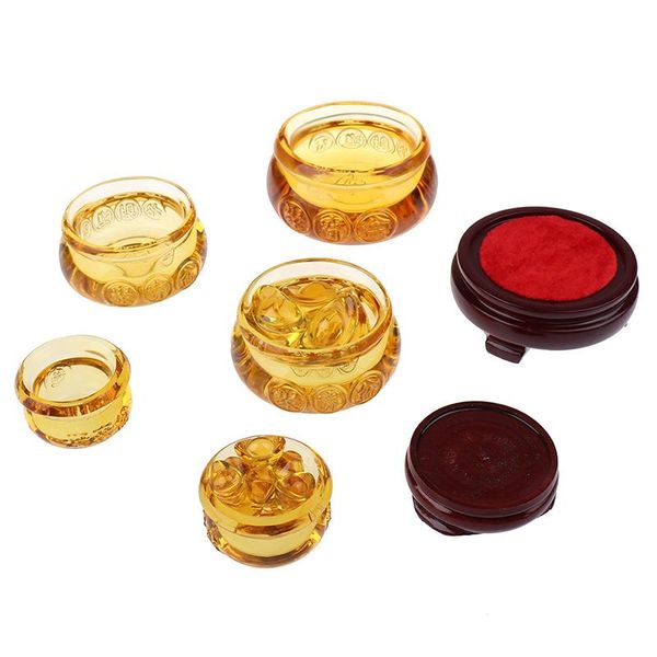 

decorative objects & figurines feng shui chinese crystal gold ingots wealth treasure bowl statue decoration