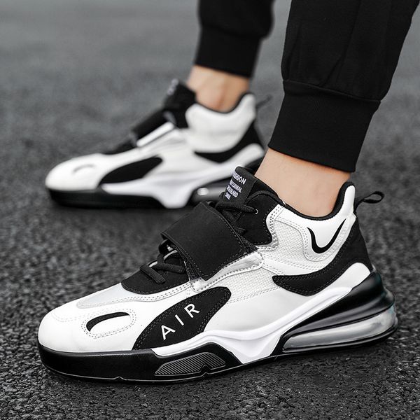 

basketball 2021 autumn winter men's couple sports high large air cushion thick soled running sho women, Black