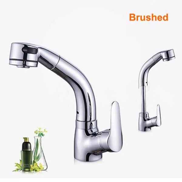 

bathroom sink faucets 304 stainless steel pull-out faucet brushed basin kitchen household ceramic spool