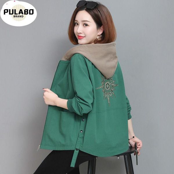 

women's jackets 2021 autumn coat hooded jacket long sleeve zipper pockets casual windbreaker basic outerwear plus size 4xl, Black;brown