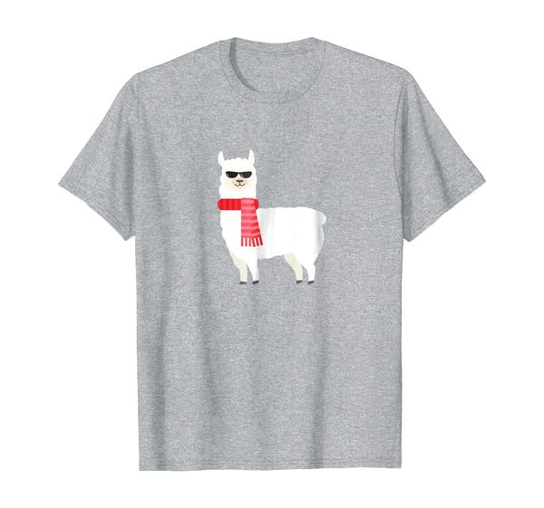 

cute adorable llama with cool sunglasses t-shirt, White;black
