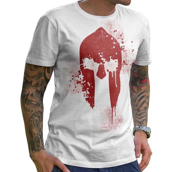 

Blood helmet pattern men's 3D printed T-shirt graphic optical illusion short sleeve party top street punk goth crew neck summer 100% cotton, White;black