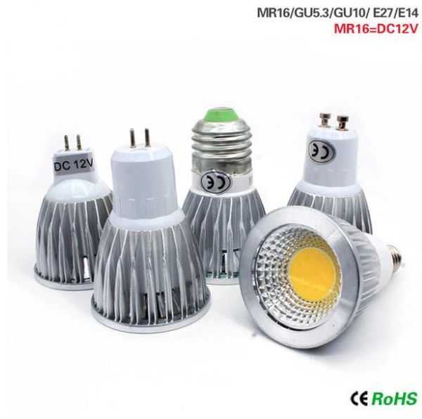 

bulbs e27 e14 gu10 gu5.3 mr16 led cob spotlight dimmable 9w 12w 15w spot light bulb high power lamp dc12v or ac85-265v