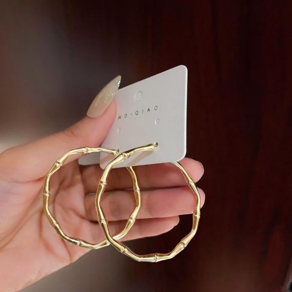 

stud summer style personality creative bamboo circle earrings luxury fashion casual banquet party for women, Golden;silver