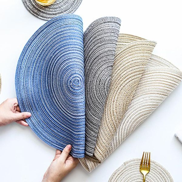 

mats & pads coasters round placemat tableware pad kitchen accessories heat insulation home table mat ramie decorative