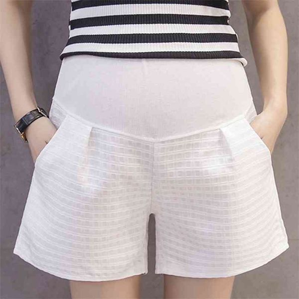 Yaz Hamile Kadınlar Pantolon Ince Annelik Gebelik Göbek Şortu Dış Pileli Elastik Bel Kısa Pantolon 210528
