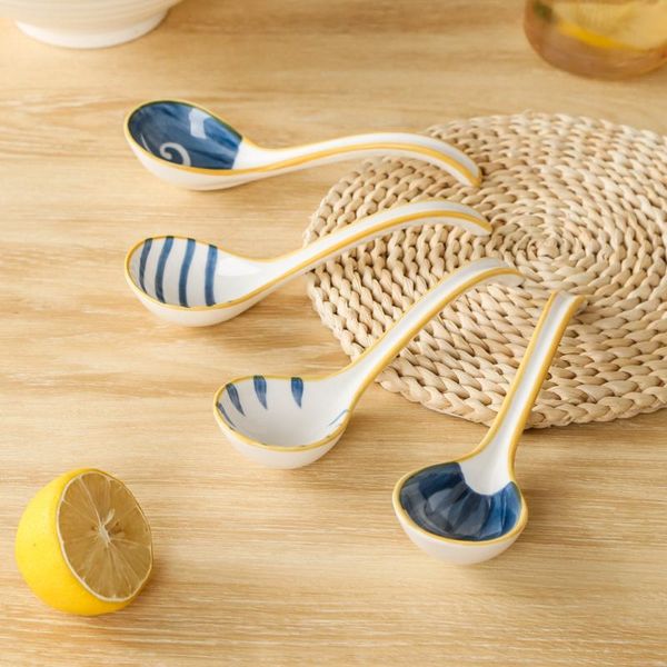 

spoons ceramics small spoon container cute japanese style creative art sets fashion cubiertos ensalada dinnerware set di50ts