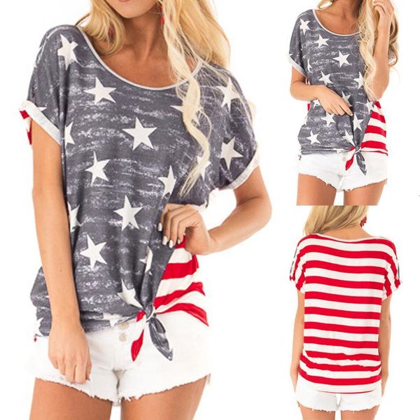 

2021 new tshirt women fashion o neck star print stripe short sleeve casual plain camiseta mujer women harajuku t shirt, White