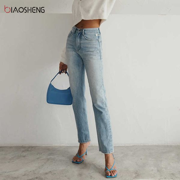

high waist jean fashion harajuku denim pants mom trousers 100% cotton streetwear vintage straight jean femme 210927, Blue