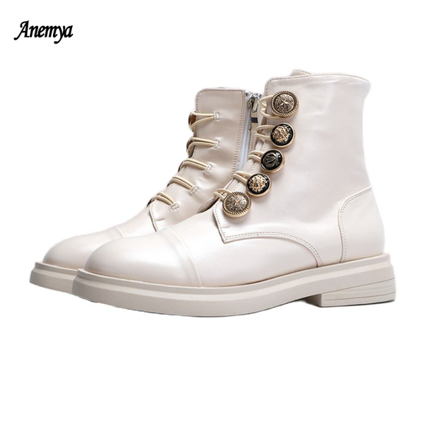 

boots autumn winter platform women leather side zip loose ankle gothic black fashion women's casual shoes 2021