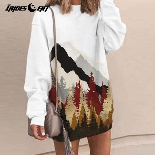 

women's hoodies & sweatshirts vintage print crewneck sweatshirt women autumn winter cotton casual loose oversized pullover long sleeve, Black