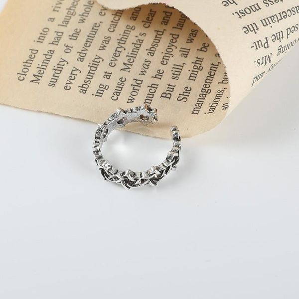 

cluster rings retro star distressed six-pointed hollow metal braided ring adjustable opening ladies a034, Golden;silver
