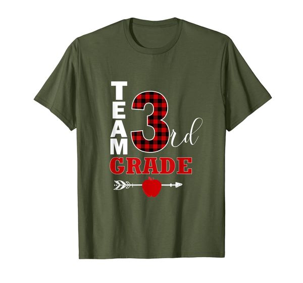 

team third grade lumberjack plaid teacher student school t-shirt, White;black