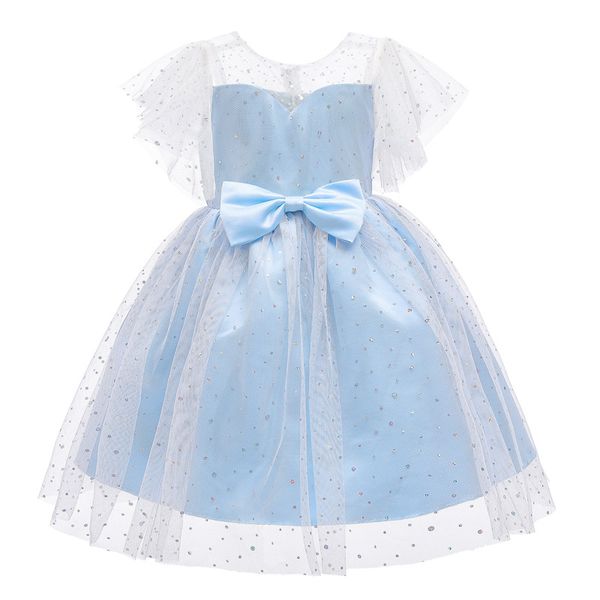 

children clothing mesh bow girls dress summer dress princess dress kids dresses for girls wedding evening party vestido fs, Red;yellow