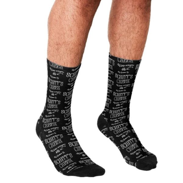 

men's socks funny welcome to schitt's creek pattern printed hip hop men happy cute boys street style crazy for, Black