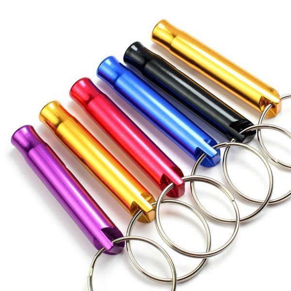 

2021 new novelty mini aluminum alloy whistle keyring keychain for outdoor emergency survival safety keyring sport camping hunting, Silver