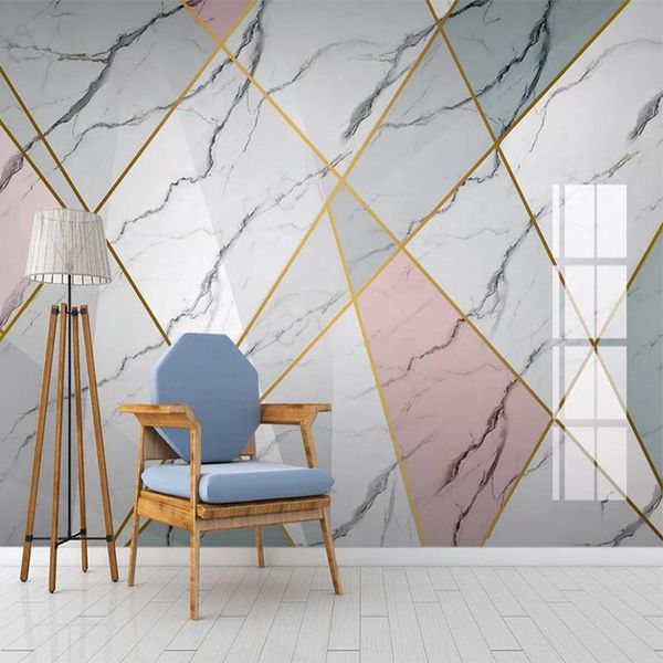

3d wall murals wallpaper white modern geometric marble luxury home wallpaper