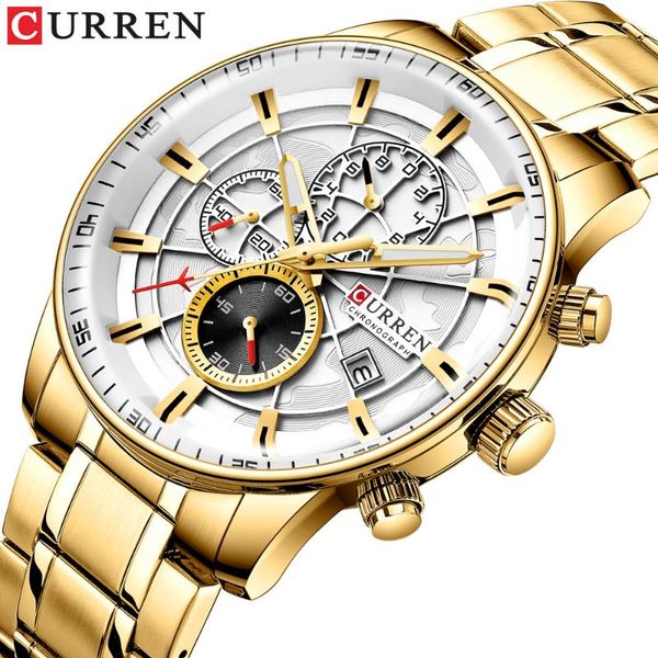 

wristwatches curren gold watch trend men's waterproof quartz business stainless steel clock relogio masculino, Slivery;brown