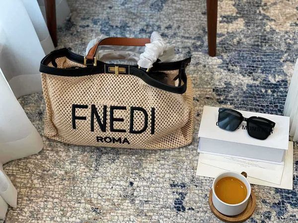 

wholesale wholesale new f summer 2021 bag large capacity straw leisure hand woven practical mommy women's bag yw luxurys designers bag