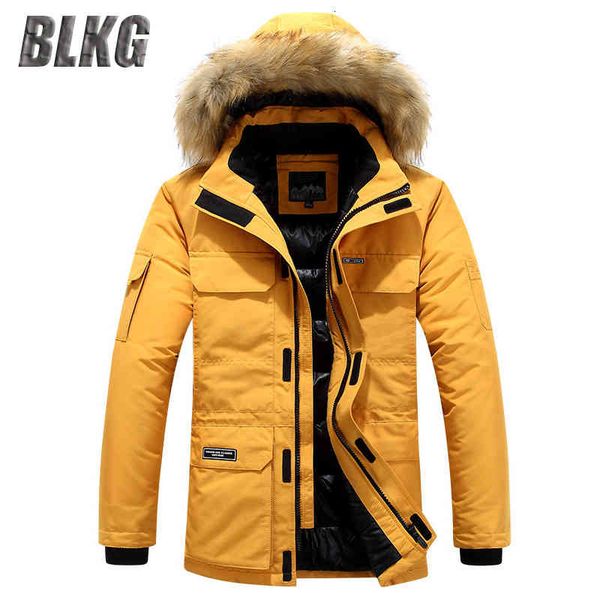 

2021 winter canada down parka men jas mode hooded collar with bont windjack warm keep fat m-6xl men's clothing, Black