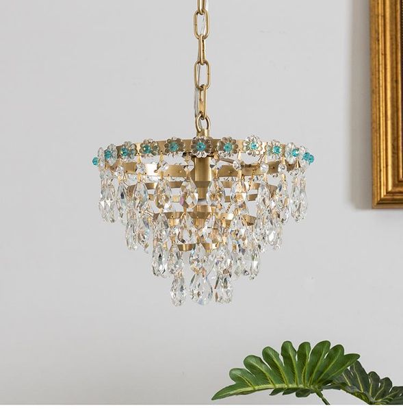 

all-bronze american retro crystal small chandelier aisle entrance door lighting