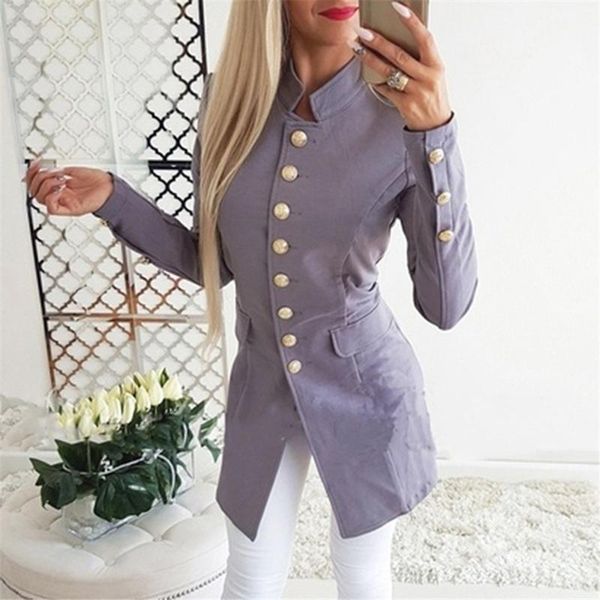 

women's suits & blazers autumn winter suit blazer women casual single breasted pocket long jackets elegant sleeve outerwear 2021, White;black
