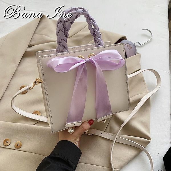 

evening bags ribbon designer small pu leather tote bag for women 2021 women's trend crossbody handbags shoulder hand cross body