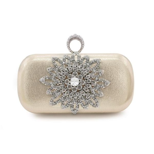 

new lady style ring pu diamond flower banquet dress fashion cross hand bag