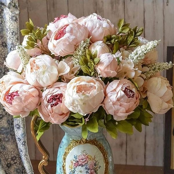 

decorative flowers & wreaths 1bunch european artificial peony big bouquet silk fake wedding party home decoration wreath diy scrapbooking