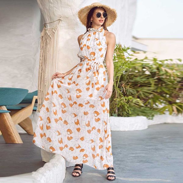 

summer dress 2021 new style fashion women sleeveless chiffon dress casual beach women long dress party dresses women vestido#j30 lydz, Tan;black