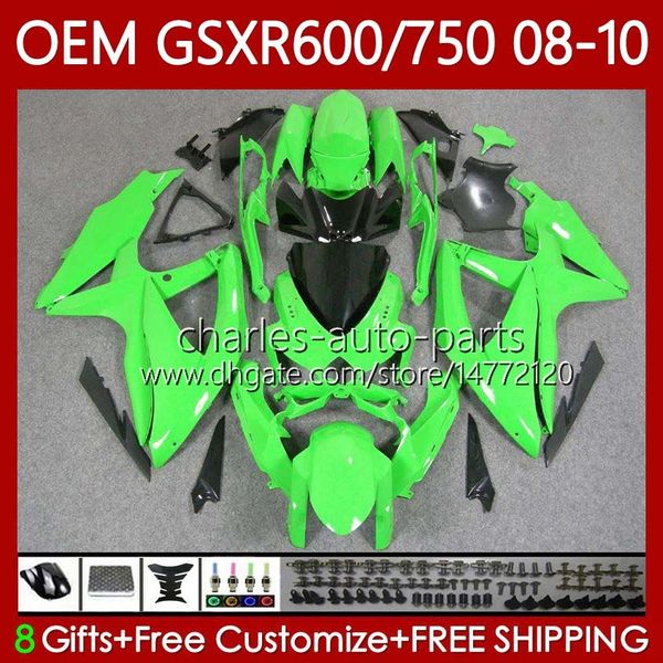 Corpo de molde de injeção para suzuki gsxr 600 750 cc k8 600cc 750cc 2009 2009 2010 88NO.80 GSXR-750 GSXR600 GSX-R600 GSX-R750 GSXR-600 GSXR750 08 09 10 Luz Verde Fairing OEM