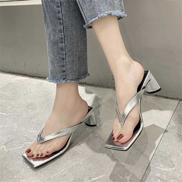

slippers square heel female shoes womens outdoor slides rubber flip flops fashion heeled mules block 2021 hawaiian summer flat l, Black
