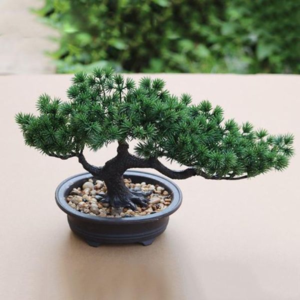

artificial pine tree bonsai plastic basin plant home office table decorations