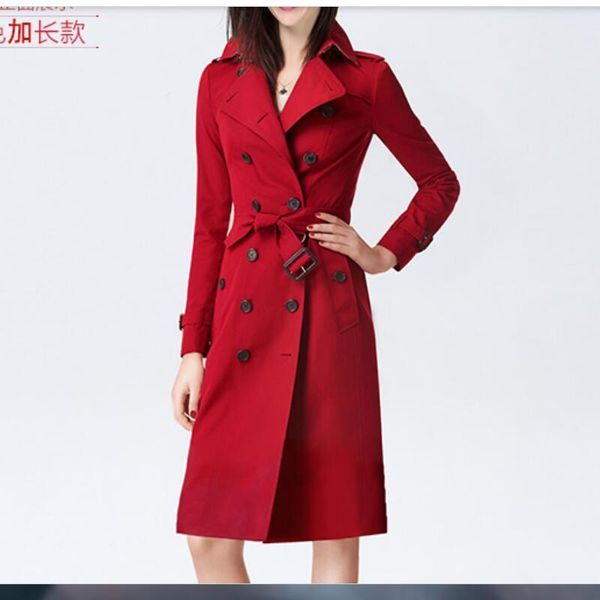 

s-6xl / spring women new fashion personalized customization large-size mid-length casual slim double-breasted lapel coat, Tan;black
