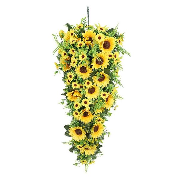 

decorative flowers & wreaths sunflower swag artificial wreath for front door, wall, wedding, home, festival decoration