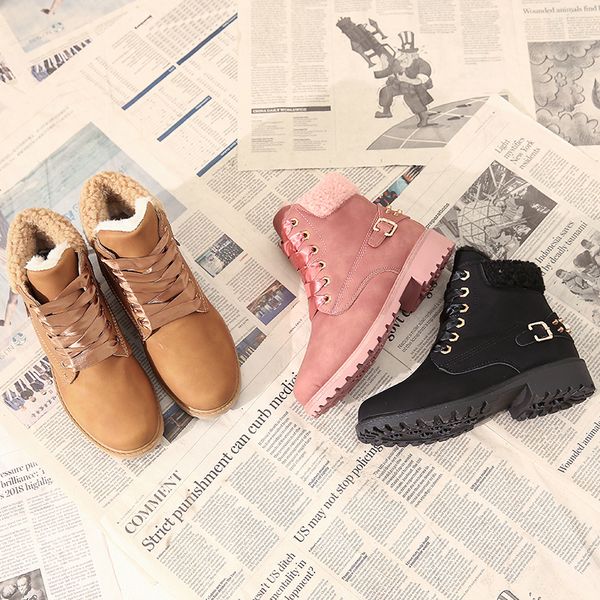 

new fashion women martin boots snow boots plus velvet warm short shoes rivet women's shoe, Black