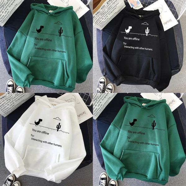 

women's hoodies & sweatshirts hoodie vintage harajuku winter kawaii cute casual streetwear aesthetic oversize woman loose #yj, Black
