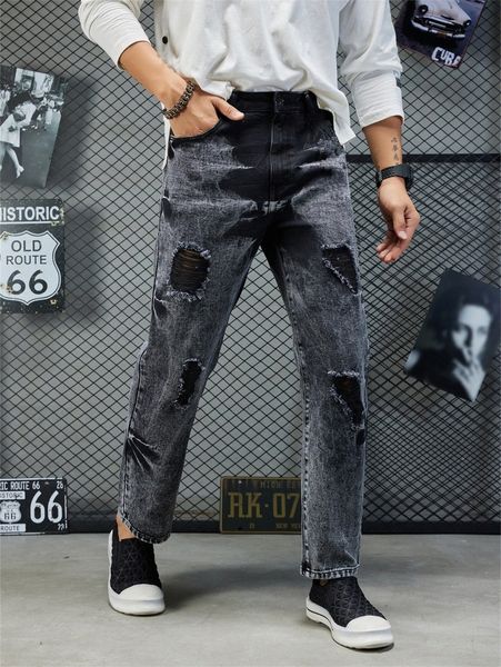 

men slant pocket ripped jeans y4at#, Blue