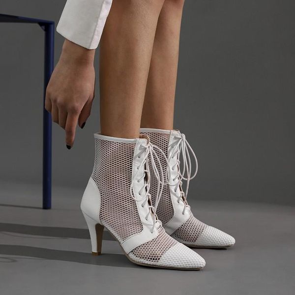 

net boots women hollow summer sandals shoes black