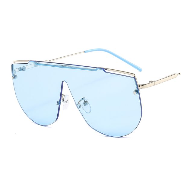 

the new metal one-piece fashion sunglasses 7135 retro gorgeous treatment all-match street shooting men and women color sunglasses, White;black